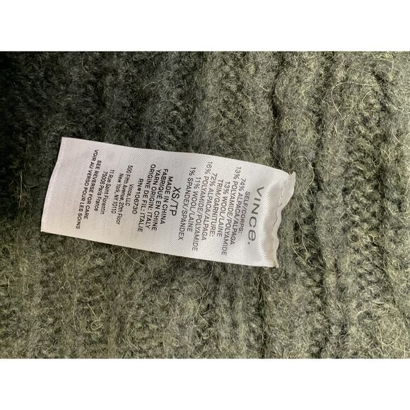 Vince 'Mirrored' Green Alpaca Cable Turtleneck Sweater Size XS - Picture 5 of 6